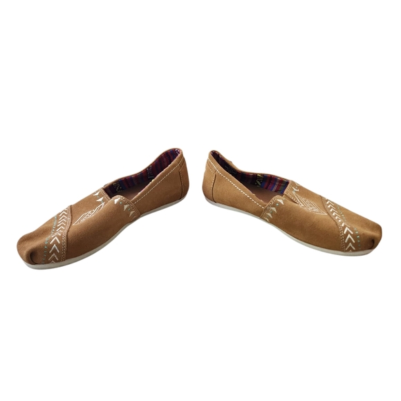 Toms Embroidered Suede Classic Slip On Brown 6.5 - Picture 3 of 6